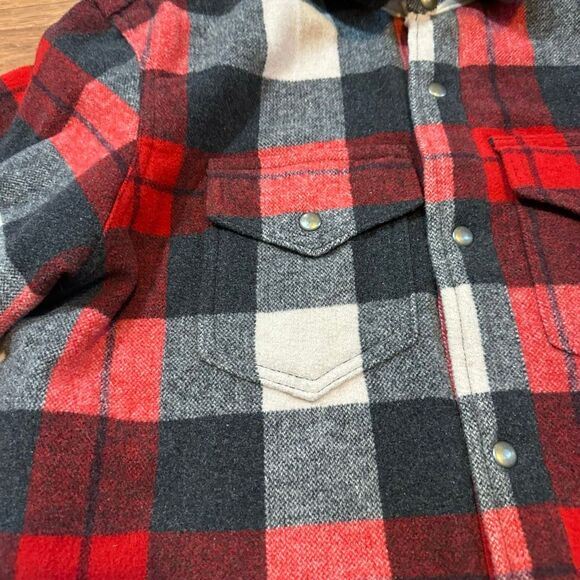 Old Navy Plaid Sherpa-Lined Jacket Red Black White | Men Size Large - Picture 4 of 12